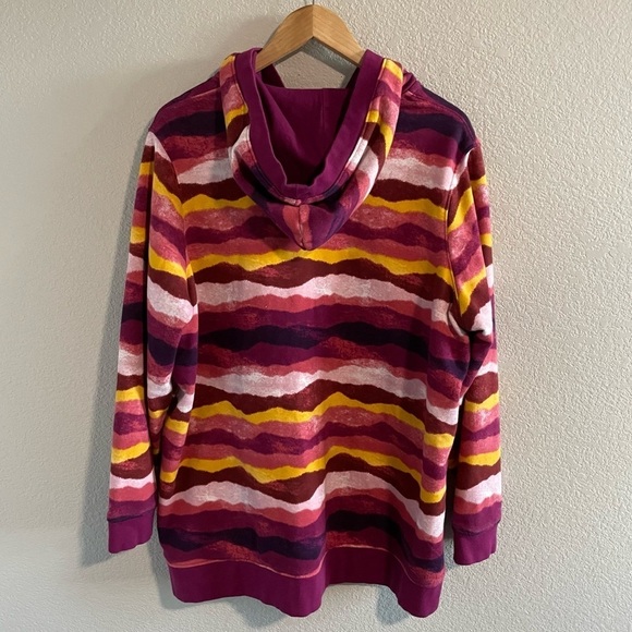 Lands End Long Sleeve Serious Sweats Button Hoodie Blackberry Mountain Ombré 2X - Picture 4 of 15